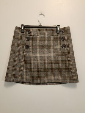 Gap Plaid Button-Accent Skirt Size 8